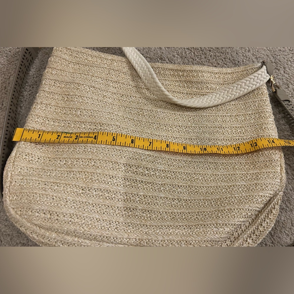 Stella And Dot Ellie Hobo Bag Retired Metallic/Straw Crossbody 2 Way Strap - Picture 8 of 12